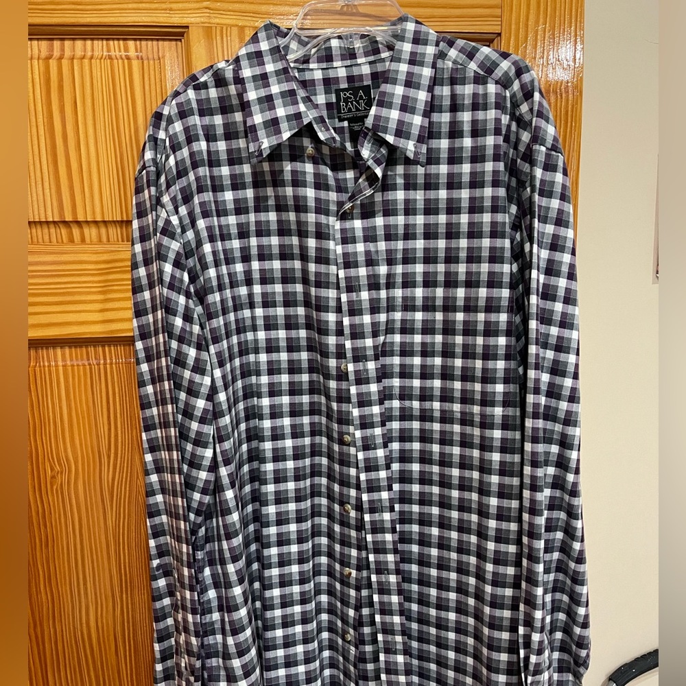 Jos. A Bank purple plaid button down, XL